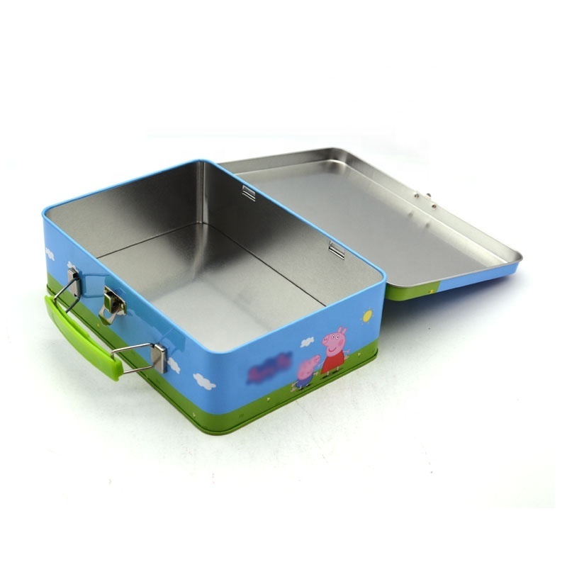 1 layer Mini Suitcase With Handle And Lock Metal Pencil Pen Toy Playing Card Boxes For Kids