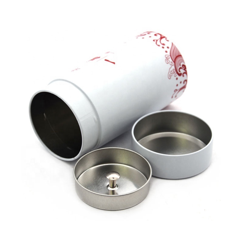 FDA REACH CA65 Standard Environmental Protection Material Double lid Metal Cans Empty metal Tea Tin Jar with Inner Lid