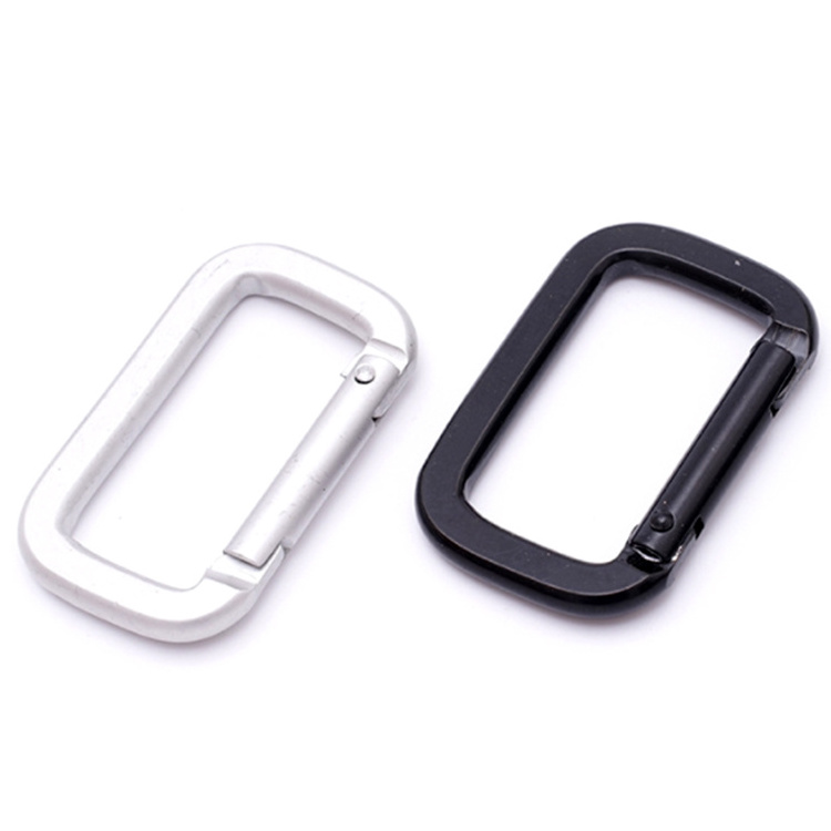 d shape Aluminum Outdoor Hanging Buckle Climbing Keychain All black carabiner hook