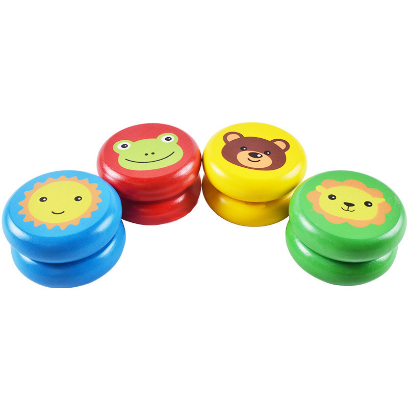 CHCC Wooden Educational Hand-eye Coordination Cartoon Pattern Cheap Wooden Yoyo Balls