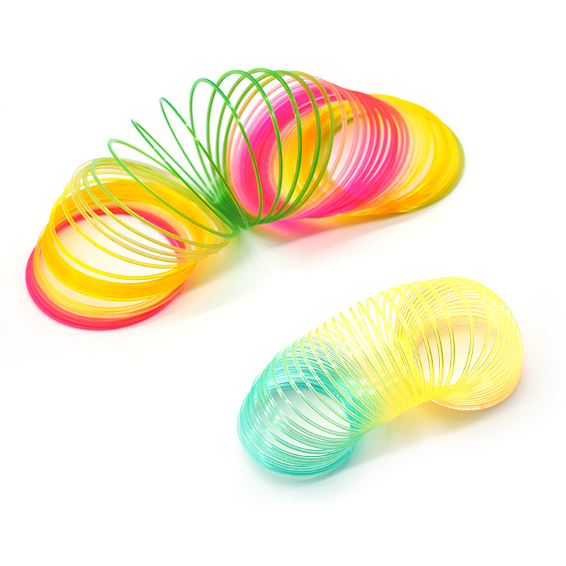 Walking Spring Toy Colorful Plastic Folding Rainbow Circle Magic Spring Coil Toy