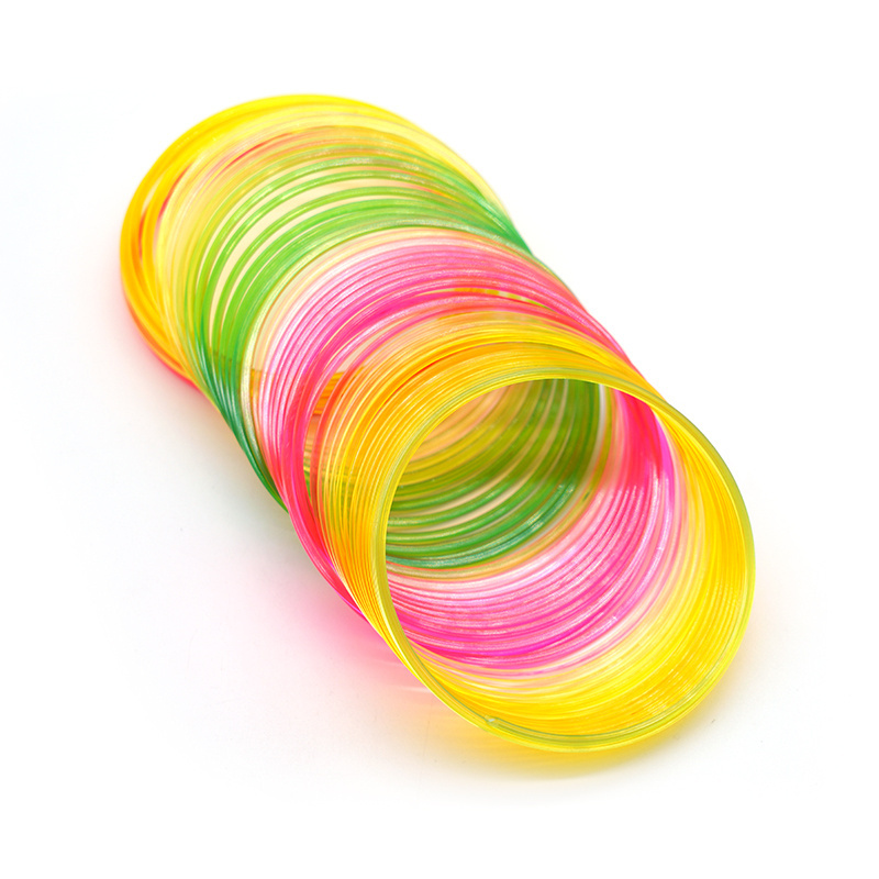 Walking Spring Toy Colorful Plastic Folding Rainbow Circle Magic Spring Coil Toy