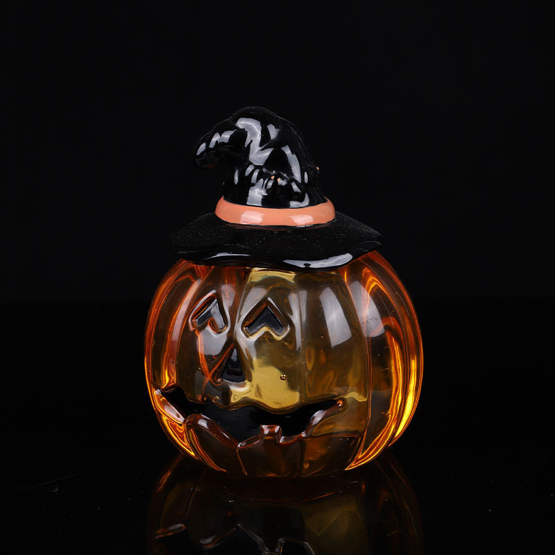 Halloween Pumpkin Glass Candle Holder Tealight Candle Holder as Indoor Home Decoration and Holiday Decor