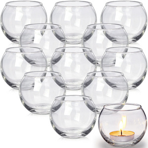 Wholesale Round Clear Glass Tealight Votive Candle Holder and Glass Candle Jars for Candle Making Table Decor