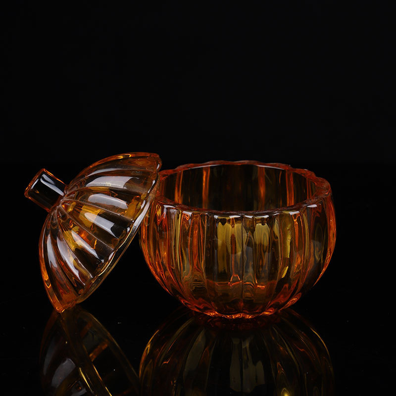 Halloween Pumpkin Glass Tealight Candle Holder with Glass Candle Jar for Candle Making