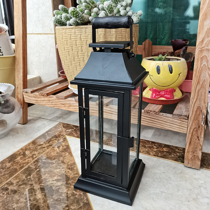 wholesale candle lanterns Wrought iron lanterns outdoor black metal lanterns decor stainless steel lanterns