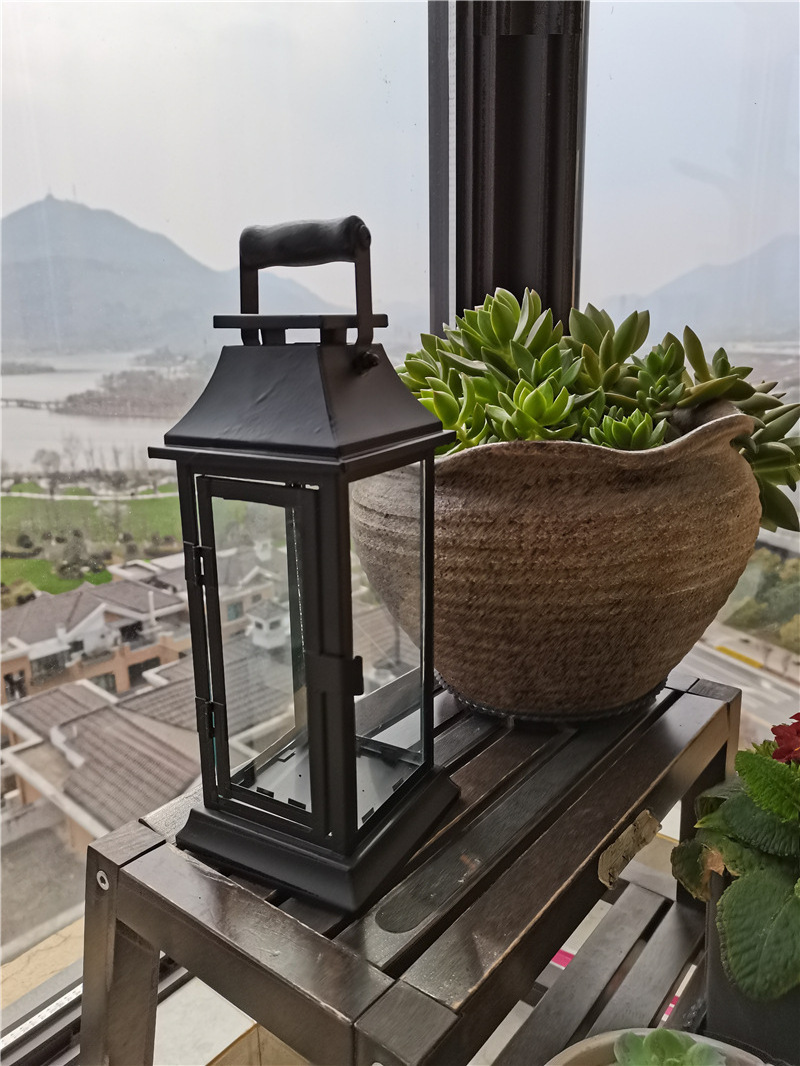 wholesale candle lanterns Wrought iron lanterns outdoor black metal lanterns decor stainless steel lanterns