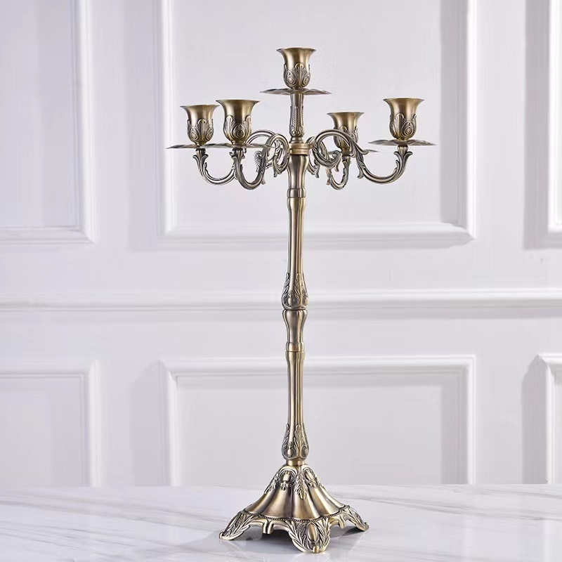 Nordic style retro-embossed candle holder decoration candle centerpieces for wedding table metal tall candelabra centerpieces