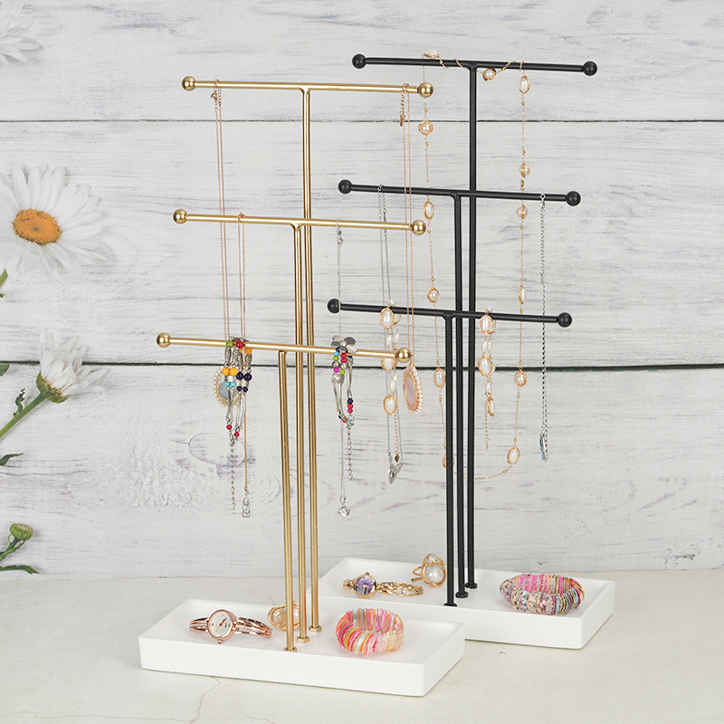 Metal Jewelry Stand Jewelry 3-layer Display With Multi-functional Desktop Jewelry Earring Holder Display Stand Customize