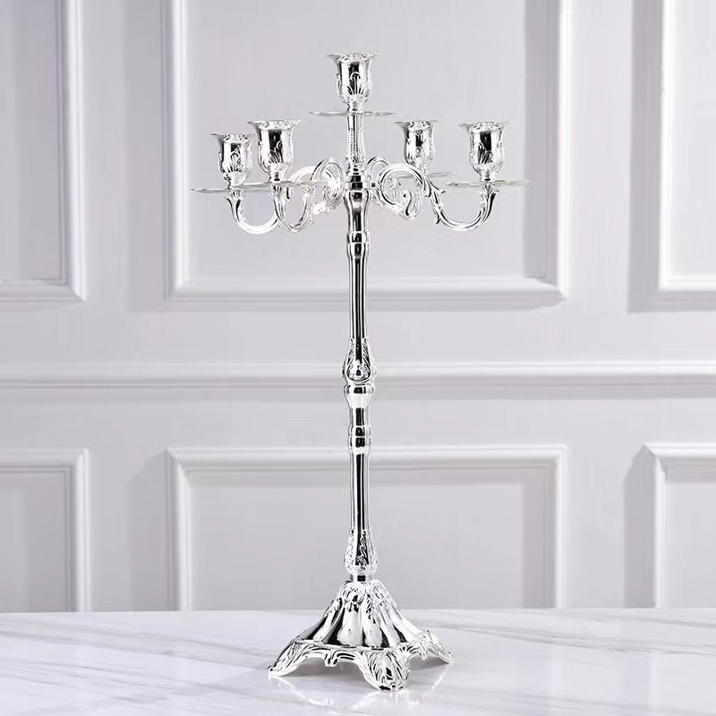 Nordic style retro-embossed candle holder decoration candle centerpieces for wedding table metal tall candelabra centerpieces