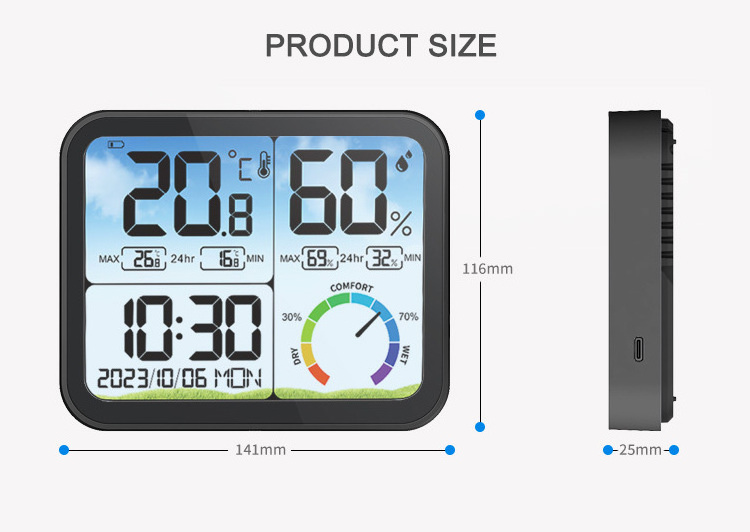 Wireless Digital Temperature and Humidity Monitor Indoor and Outdoor Plastic Wireless Thermometer