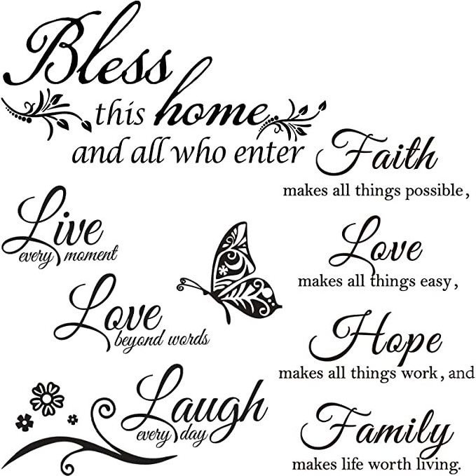 Faith Hope Love Family Inspirational Wall Decals Vinyl Wall Quote Stickers for Home School Wall Decorations