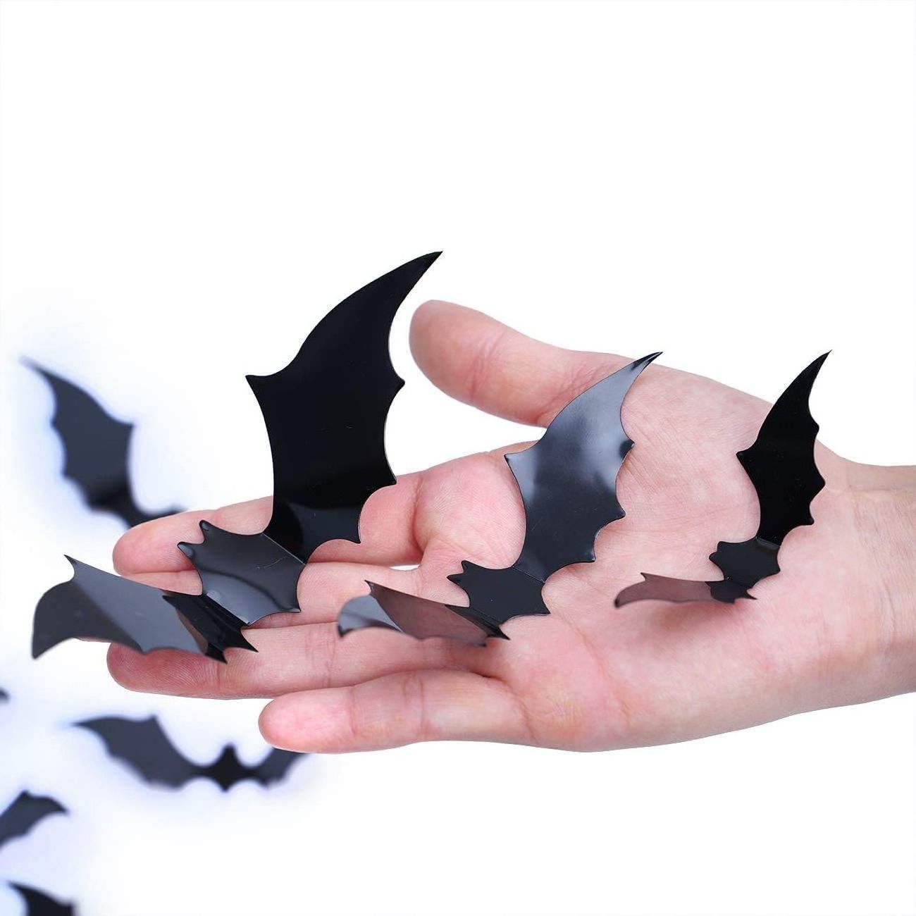 4 Sizes Waterproof Black Spooky Bats Wall Decor 120 Pcs 3D Bat Halloween Decoration Stickers for Home Decor