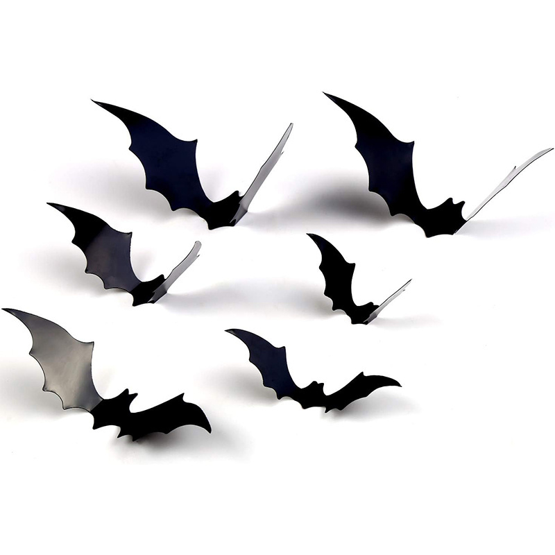 4 Sizes Waterproof Black Spooky Bats Wall Decor 120 Pcs 3D Bat Halloween Decoration Stickers for Home Decor