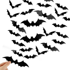 4 Sizes Waterproof Black Spooky Bats Wall Decor 120 Pcs 3D Bat Halloween Decoration Stickers for Home Decor