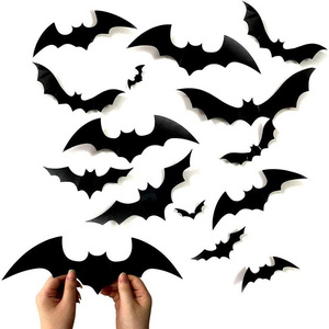 Halloween Wall Decor PVC 3D Decorative Scary Bats Halloween Bats Wall Stickers for Home Window Decoration