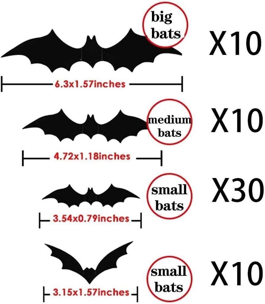 Halloween Wall Decor PVC 3D Decorative Scary Bats Halloween Bats Wall Stickers for Home Window Decoration