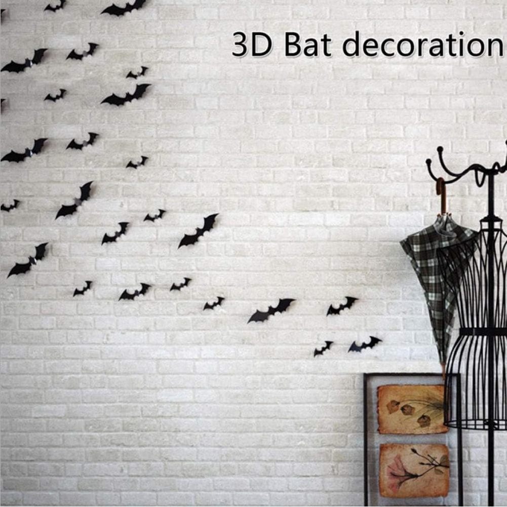 Halloween Wall Decor PVC 3D Decorative Scary Bats Halloween Bats Wall Stickers for Home Window Decoration