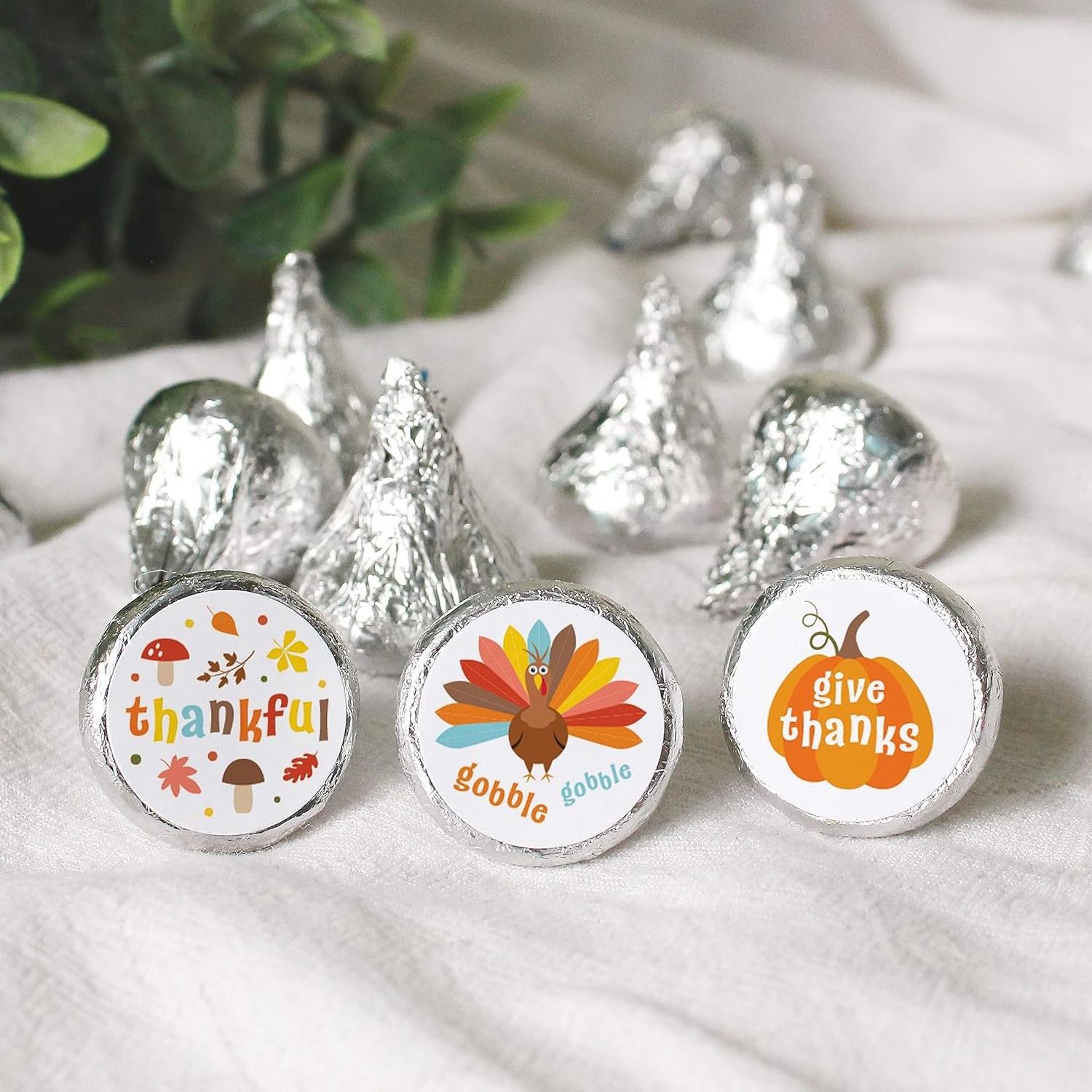 Custom Turkey Day Themed Party Favor Sticker Kisses Chocolate Labels Thanksgiving for Kids Kisses Candy Stickers