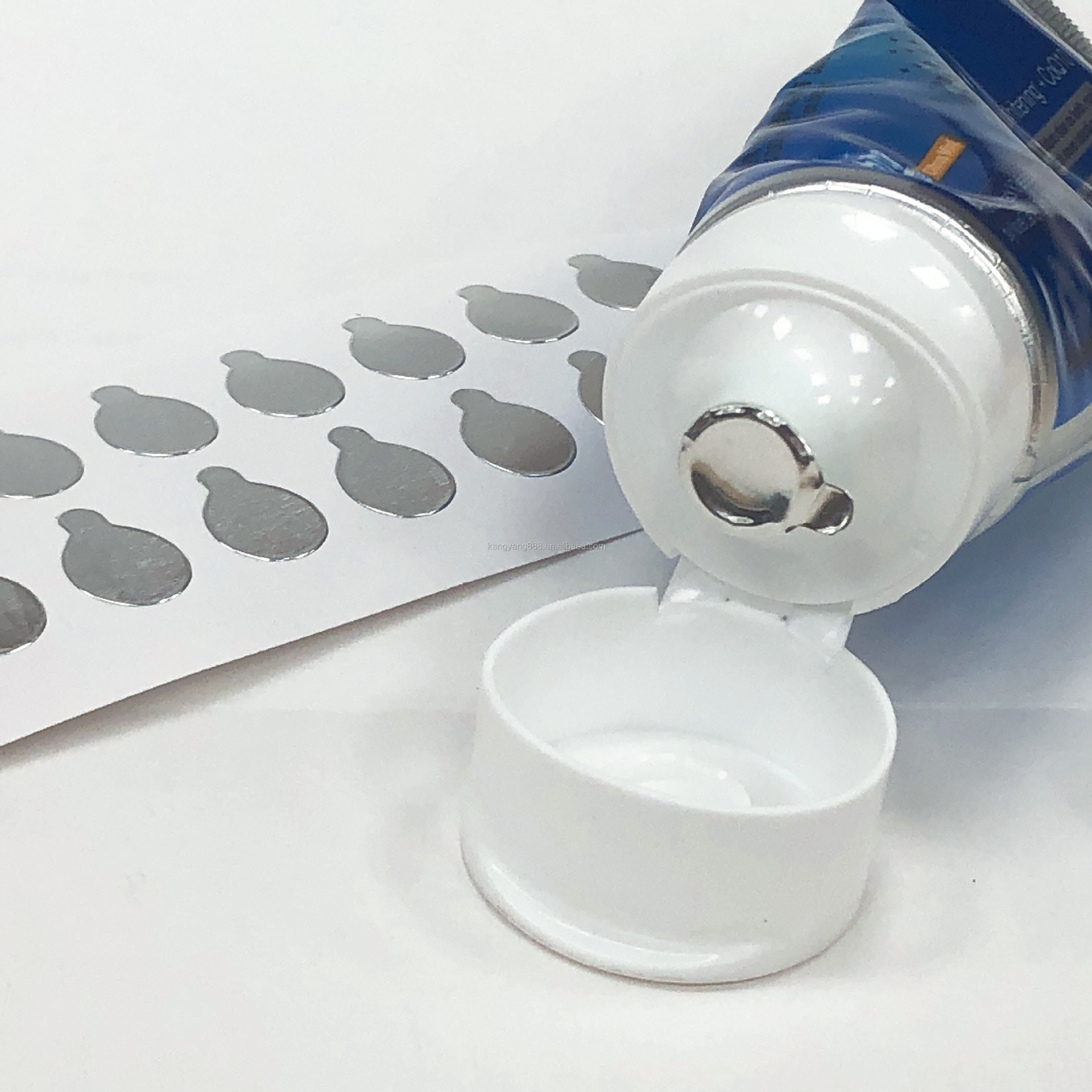 Self-Adhesive Safety Sealer Liner Silver Round Aluminum Foil Film Seal Sticker for Toothpaste Bottles Tube Stoppers