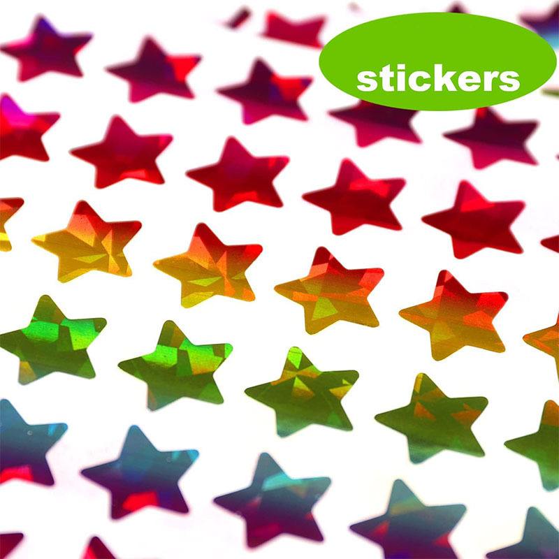 Teacher Supplies Classroom Self-Adhesive Stars Labels Holographic Rainbow Small Star Stickers for Kids Reward