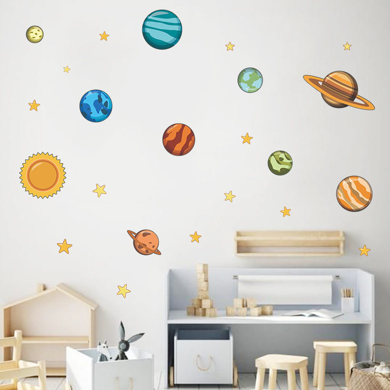 Nursery Art Boy Room Decor Wall Decals 3D Home Decor Removable Universe Planet Space Astronaut Wall Stickers