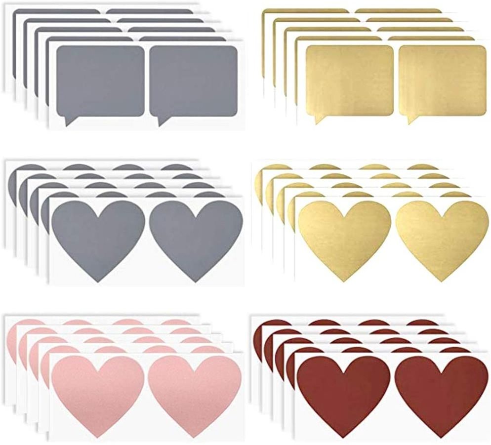 Custom Heart Shaped Scratch Sticker Labels Dialog Poster Shaped Scratch off DIY Stickers