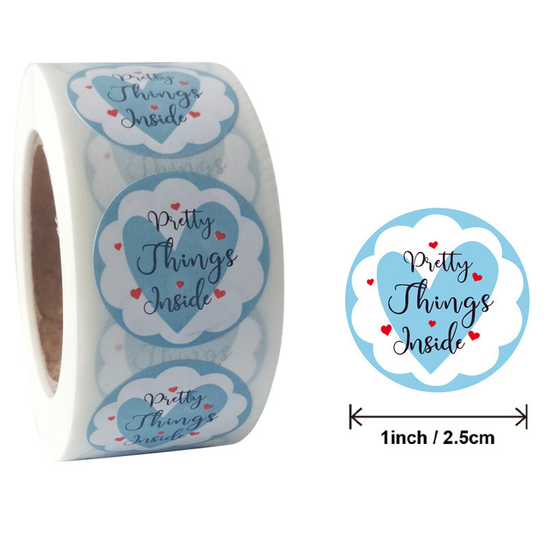 Custom Waterproof Cute Small Business Sticker Valentine Gift Wrap Label Pink Pretty Things Inside Stickers Roll