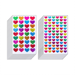 Custom Colorful Heart Shape Self Adhesive Stickers Valentine's Day Love Decorative Sticker Glitter Heart Stickers