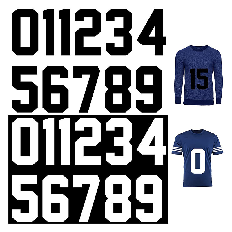 Heat Transfer Numbers 0 to 9 T Shirt Football Jersey Number Stickers Soft Iron on Numbers for Team Uniform Sports