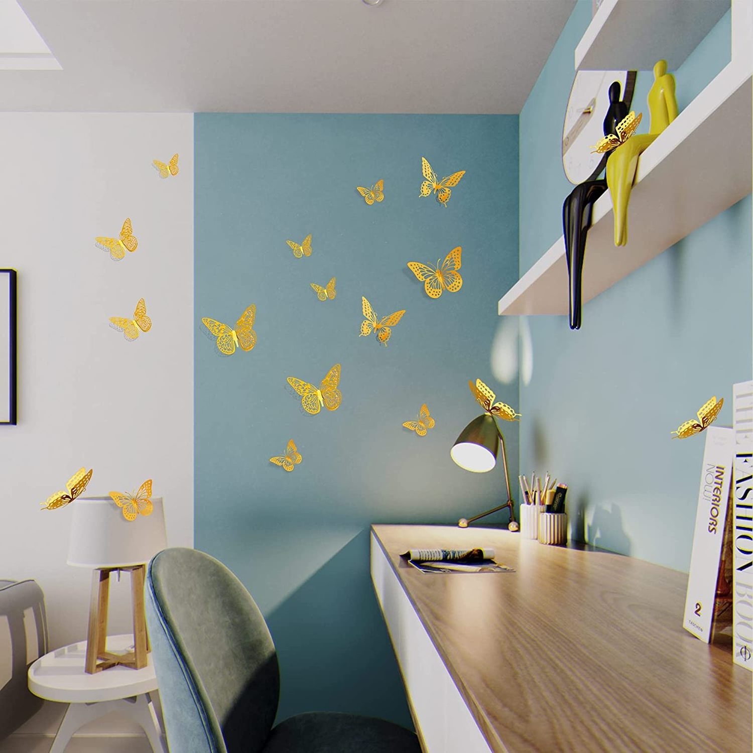 12 Pcs 3D Butterfly Wall Decor Gold Butterfly Decal For Birthday Wedding Party Room Decoration Stickers