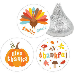 Custom Turkey Day Themed Party Favor Sticker Kisses Chocolate Labels Thanksgiving for Kids Kisses Candy Stickers