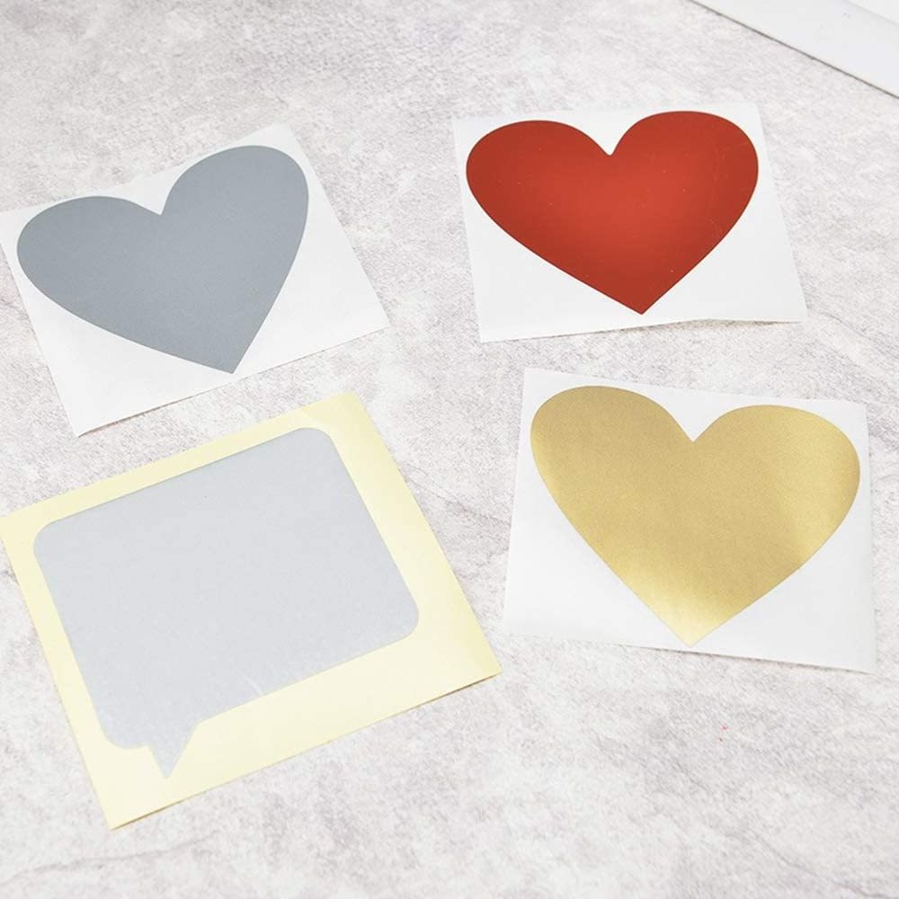 Custom Heart Shaped Scratch Sticker Labels Dialog Poster Shaped Scratch off DIY Stickers