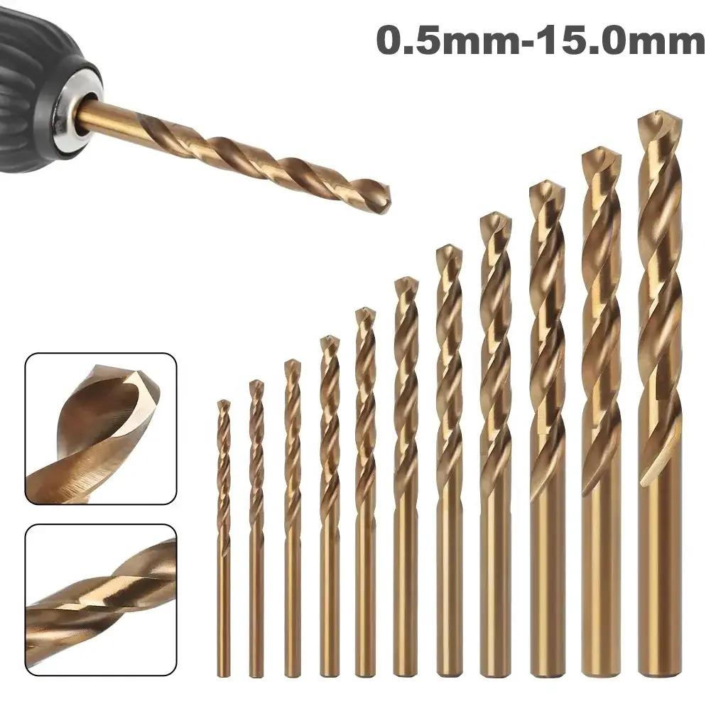 Industrial grade German HSS M35 Cobalt 5% Parallel Shank Color Coated Twist Drill For Stainless Steel/Steel/Metal