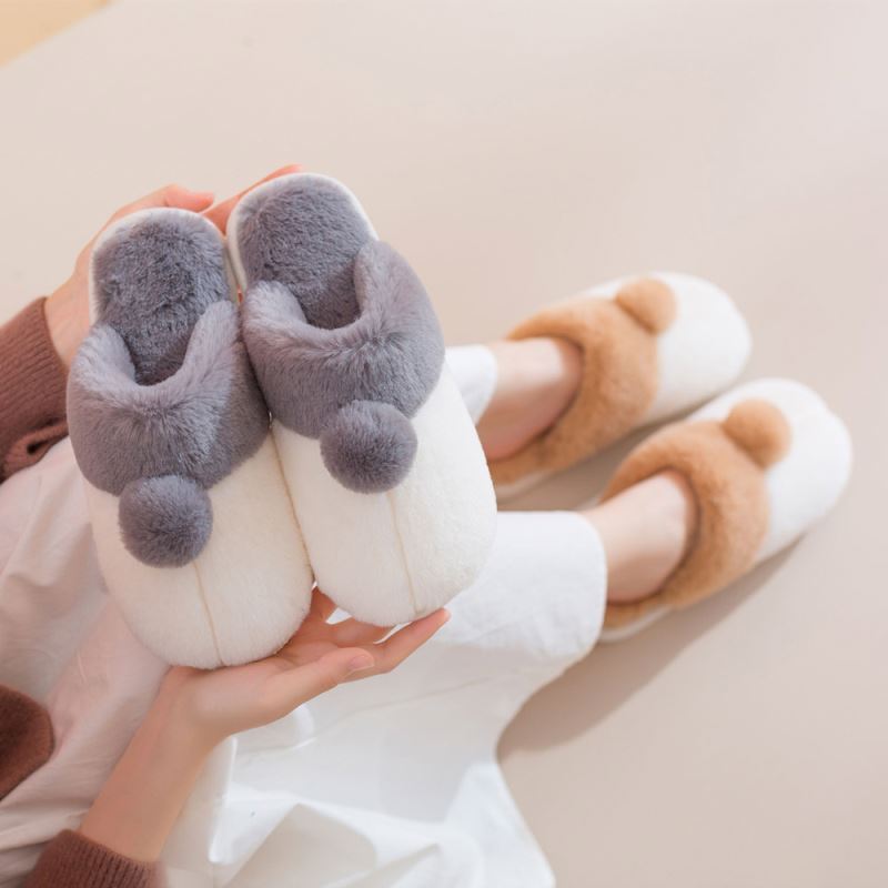 Cute Plush Inside House Morning Shoes For Unisex Custom Pink Fluffy Fur Winter Comfy Cozy Bed Room Home Slippers Women