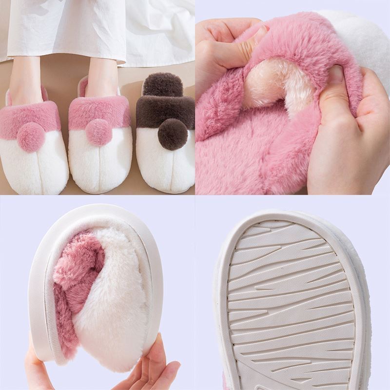 Cute Plush Inside House Morning Shoes For Unisex Custom Pink Fluffy Fur Winter Comfy Cozy Bed Room Home Slippers Women