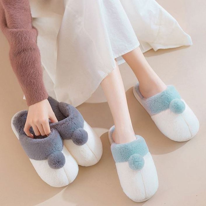 Cute Plush Inside House Morning Shoes For Unisex Custom Pink Fluffy Fur Winter Comfy Cozy Bed Room Home Slippers Women