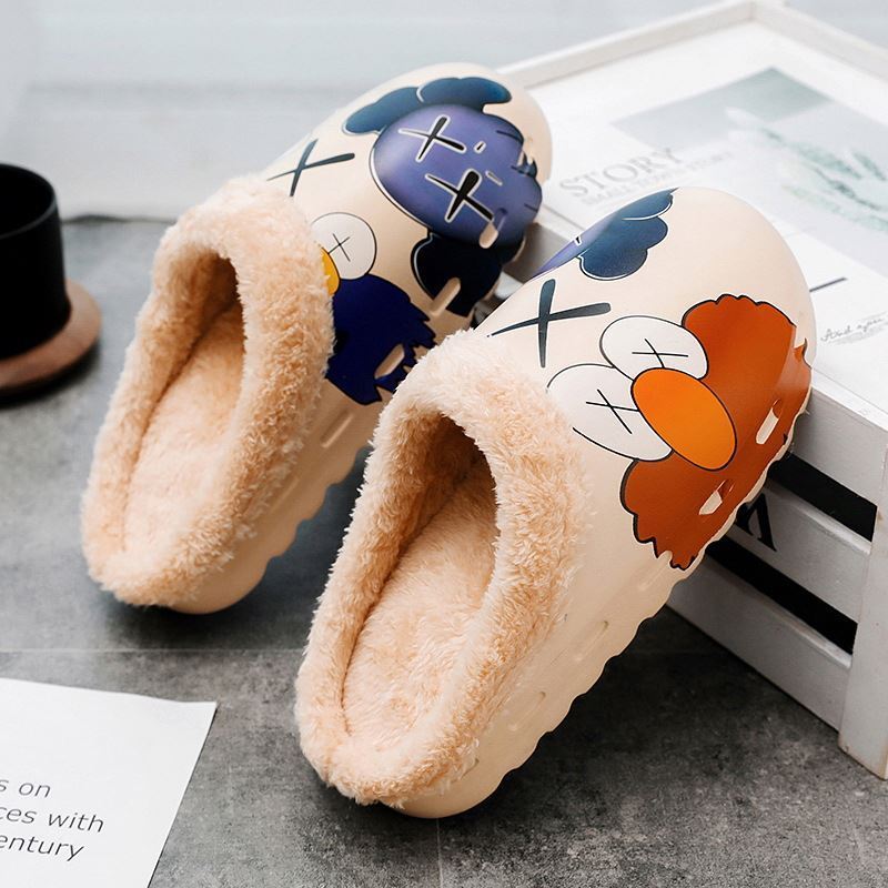 Winter Slippers For Women and Men Soft Bottom Cartoon Indoor Home Slippers Couple Unisex Warm Cotton Shoes Slip-On Shoes