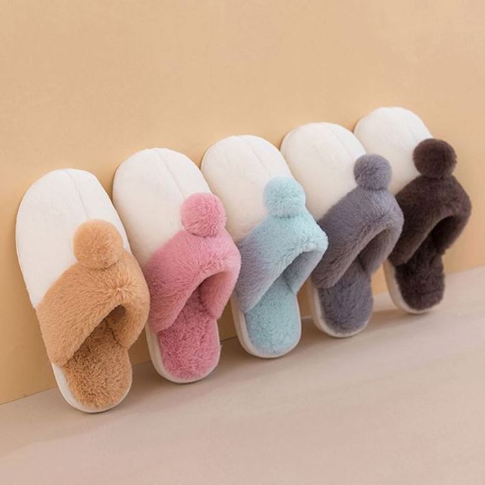 Cute Plush Inside House Morning Shoes For Unisex Custom Pink Fluffy Fur Winter Comfy Cozy Bed Room Home Slippers Women