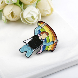 Gun Fashion Design Animal Cartoon Soft Enamel Pin Wholesale Metal Badge Glitter Lapel Pin Custom