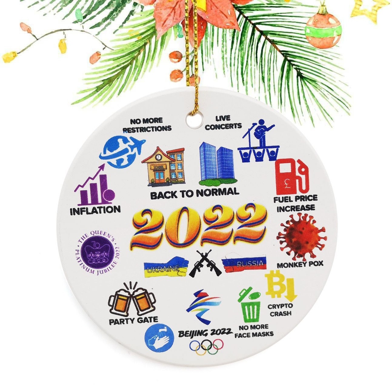 3 inch Round Circle Custom Sublimation Blank Ceramic Christmas Ornaments Flat Christmas Ornament