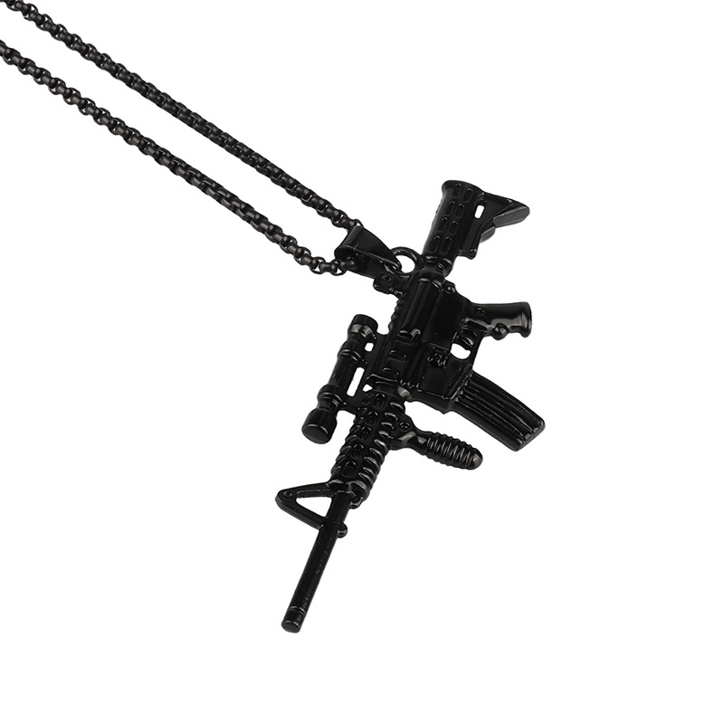 High Quality Titanium Stainless Steel Hip Hop Necklaces Men Women Rifle Gun Pendant Plated Medal Jewelry Gift