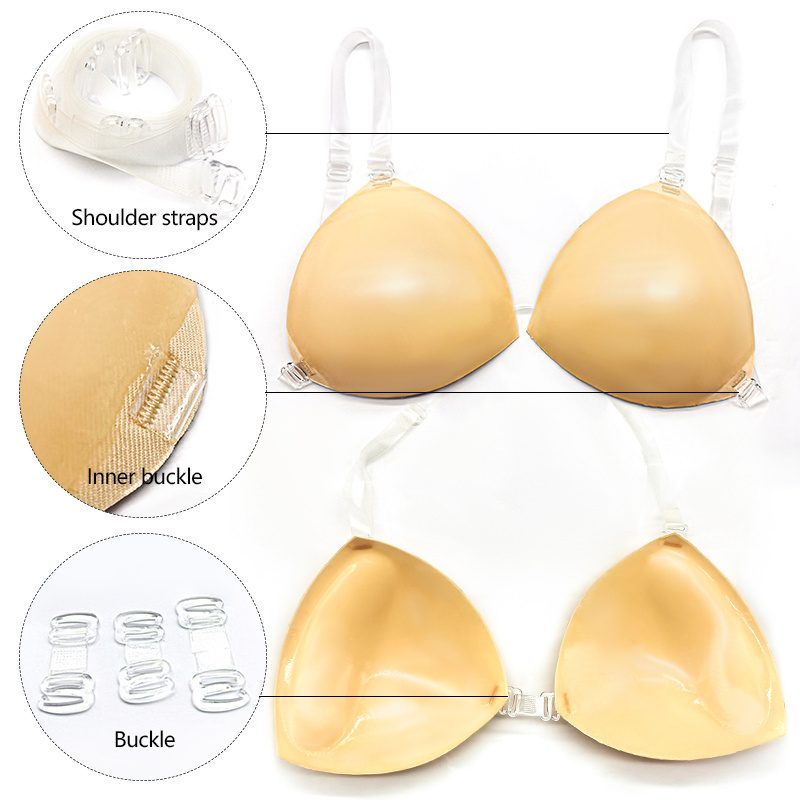 Invisible Straps Women Thick Padded Bra Push Up Sponge Chest Adhesive Bra Insert Double Sided Sticky Bra