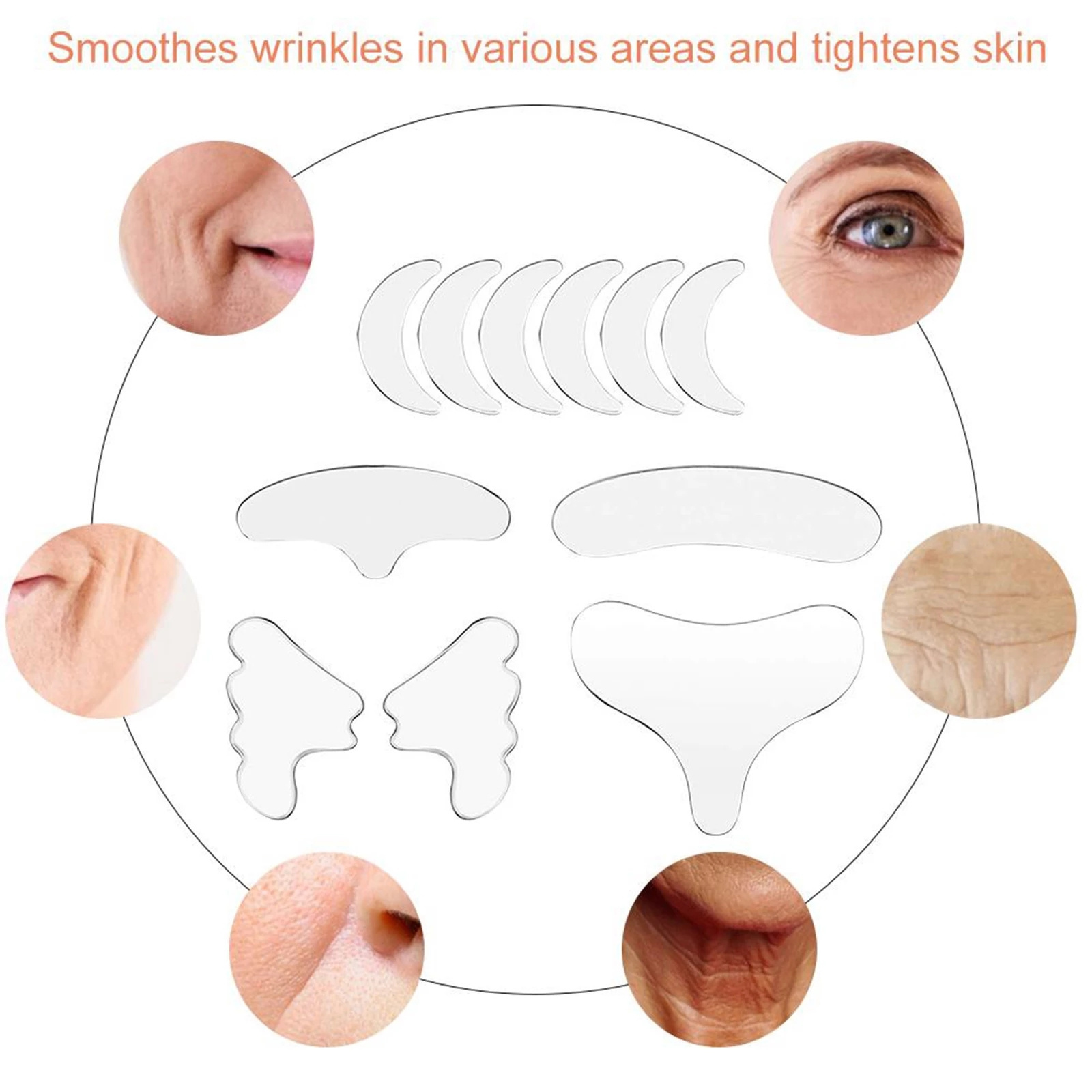 Multiple Anti Wrinkle pad sets Sustainable Silicone Eye Forehead Face Pad Reusable Facial Wrinkles Patches to Prevent Wrinkles