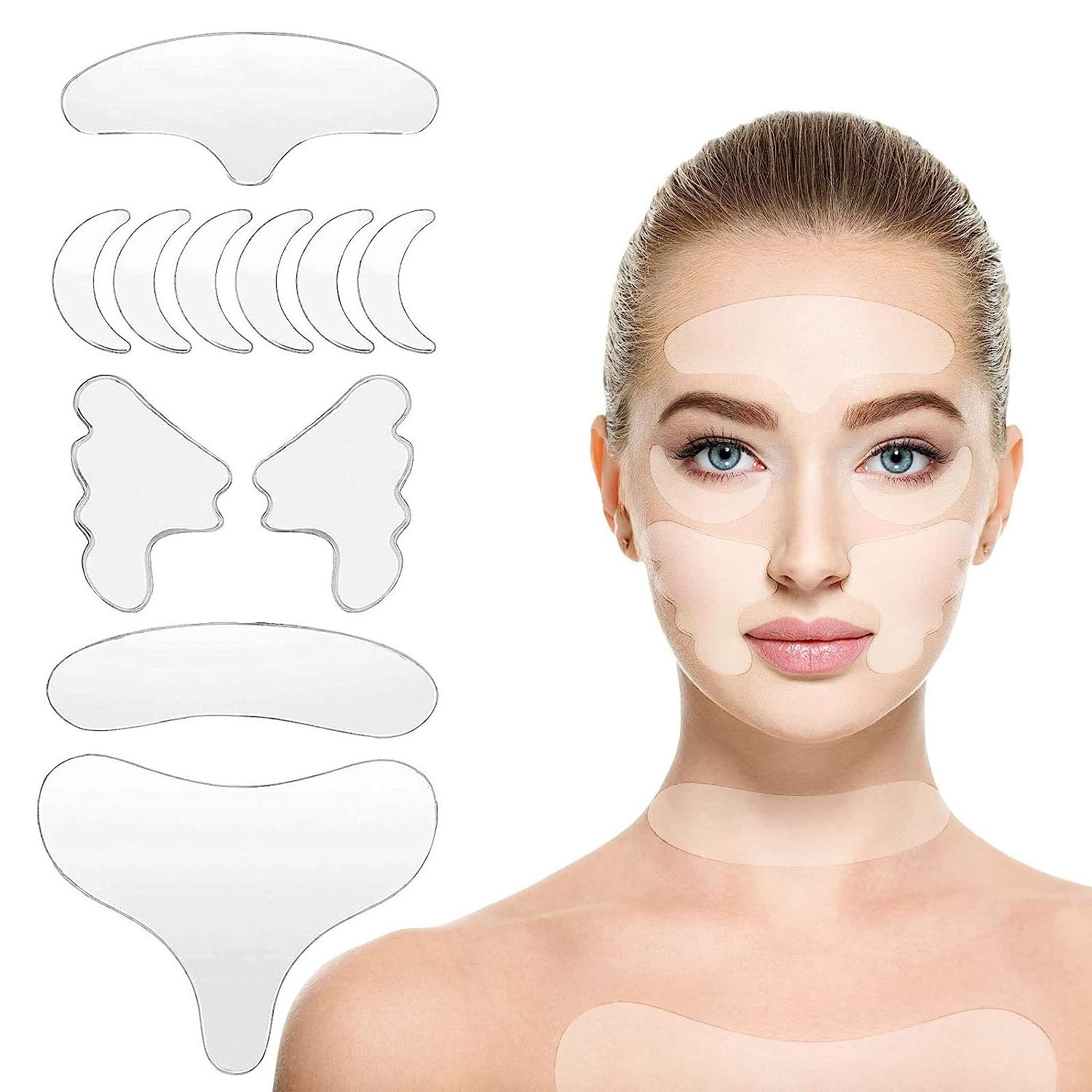 Multiple Anti Wrinkle pad sets Sustainable Silicone Eye Forehead Face Pad Reusable Facial Wrinkles Patches to Prevent Wrinkles