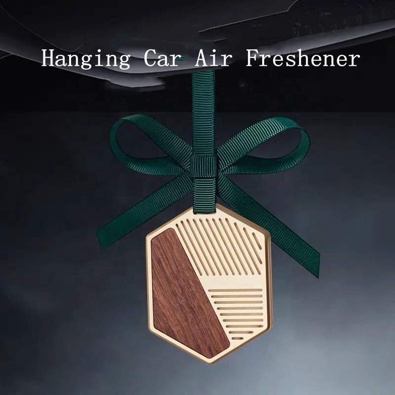 Aluminum alloy solid wood spot wholesale lasting fragrance hanging closet pendant air freshener custom luxury car perfume