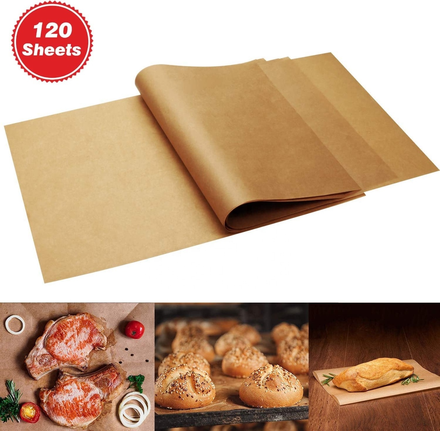 Custom disposable non-stick silicone parchment sheet food wrap wax sandwich greaseproof baking paper for cookie french bread