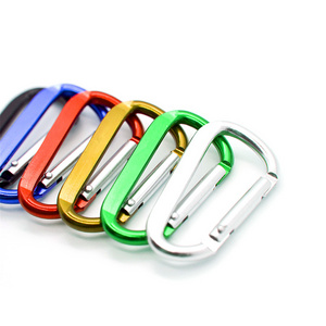 China wholesale custom logo small lock climbing keychain snap hook safety heavy duty metal spring clip hook aluminum carabiner