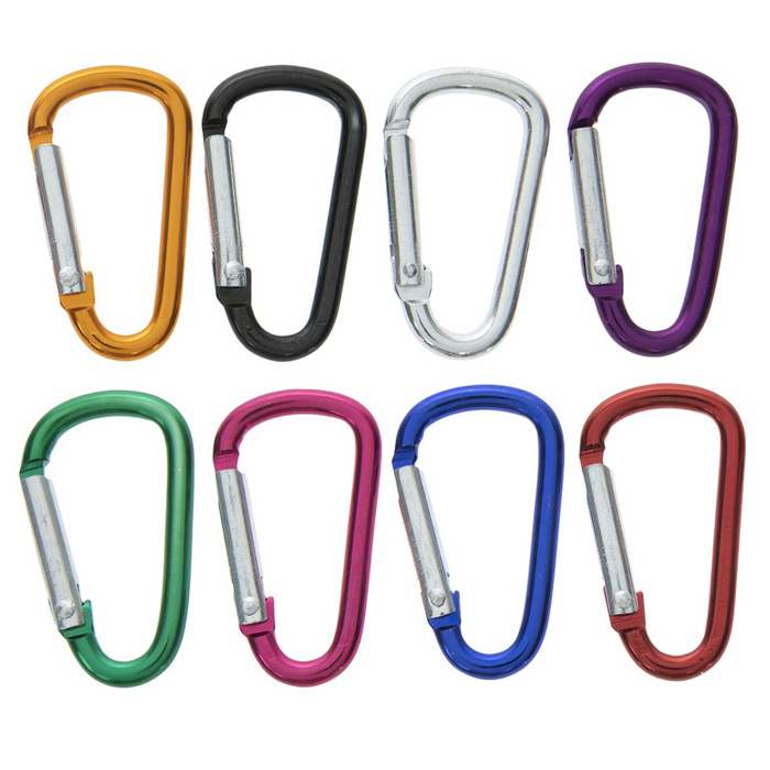 China factory price carbon steel aluminum custom 4.5mm 25mm shaped rotating keychain climbing locking snap hook carabiner hook