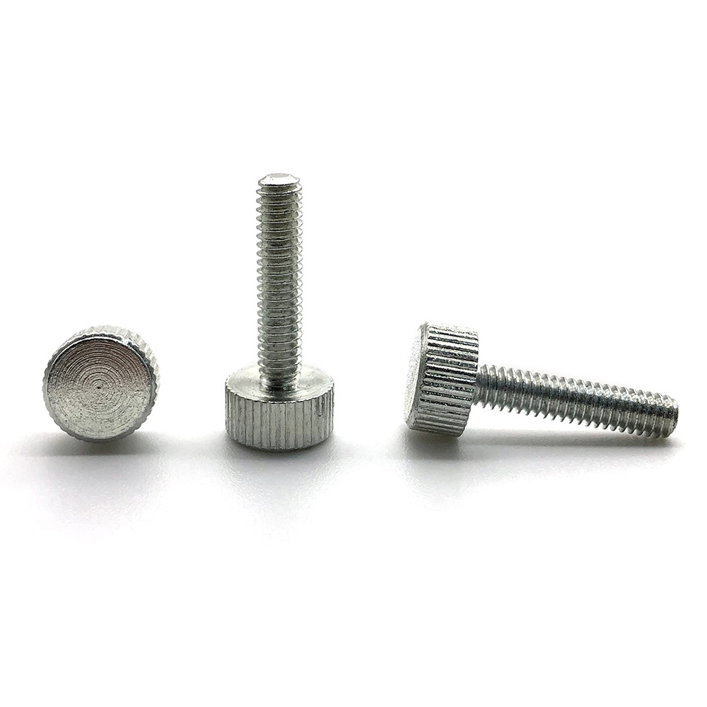 Knurled thumb screw brass aluminum metal black custom knob screws m6 m3 flat head stainless steel thumb screw